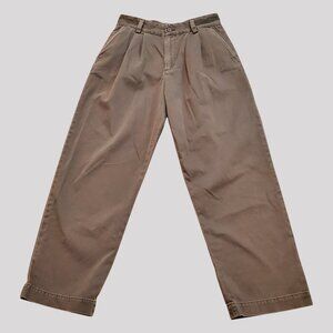 AGOLDE Los Angeles SZ 33 Slater Trouser in Brown Pleated Relaxed Made in USA